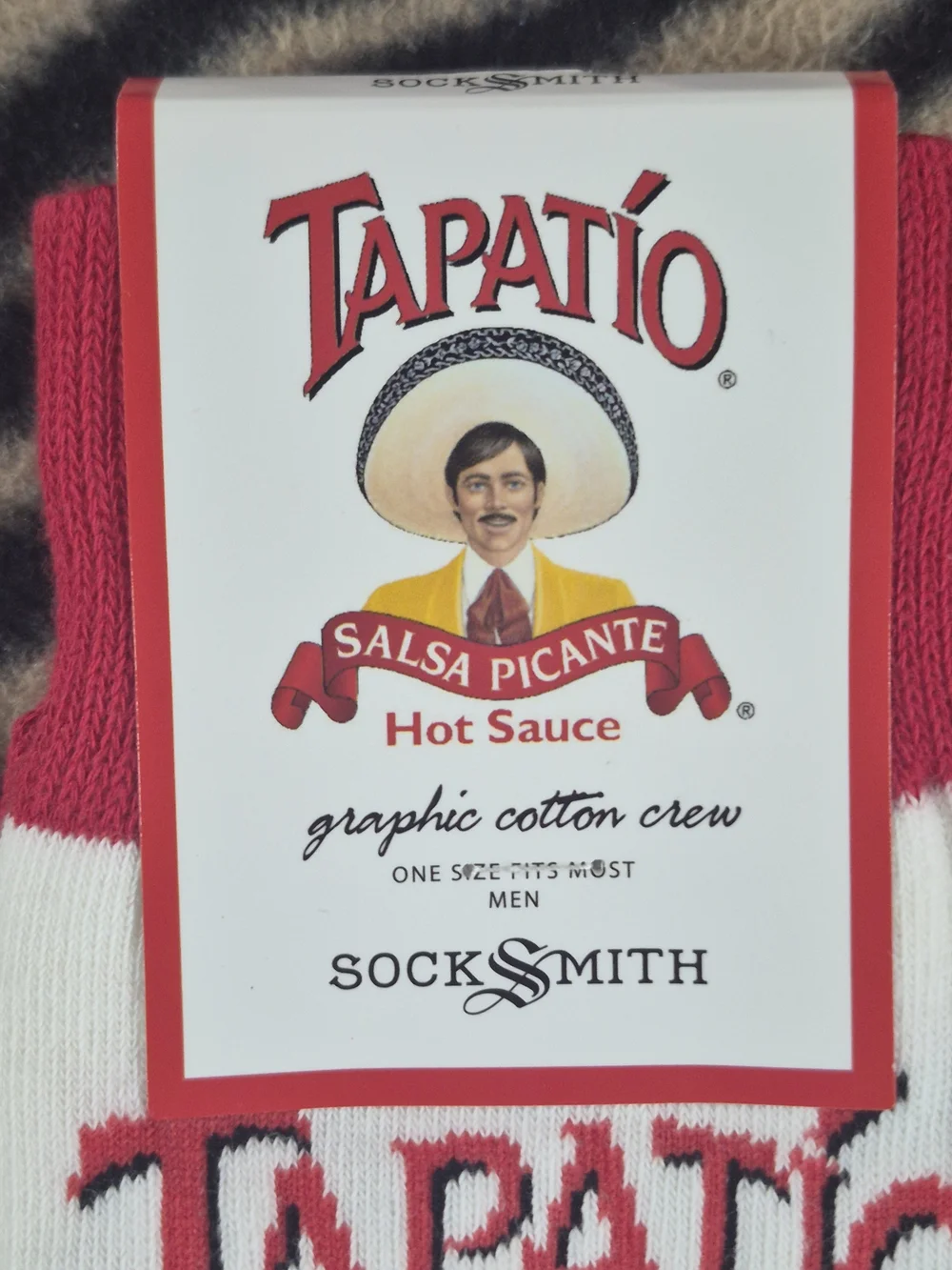 Socksmith Men's Tapatio Hot Sauce Graphic Cotton Crew Socks